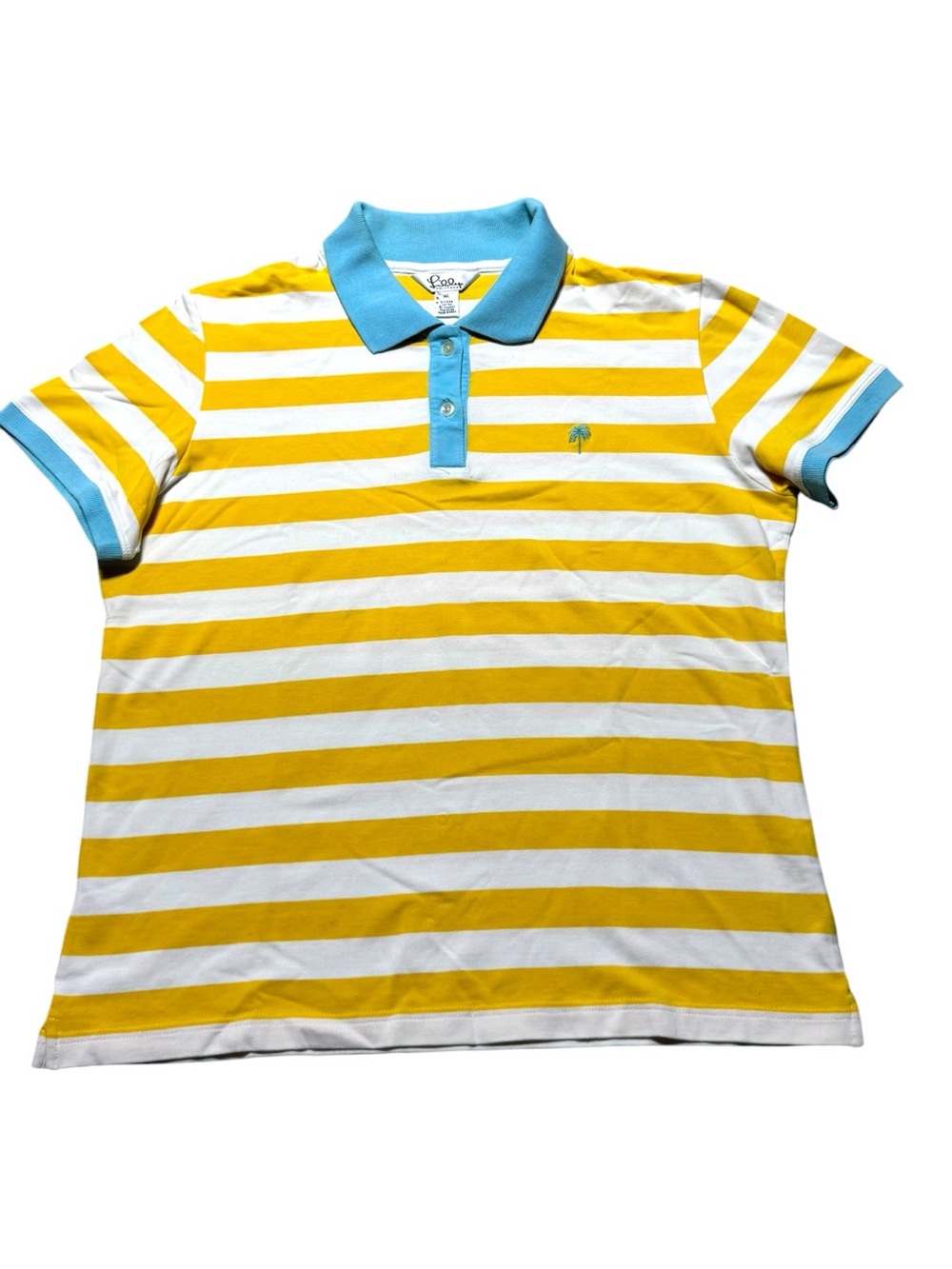 VTG Lilly Pulitzer Yellow and White Striped Short Sleeve Polo Women’s XL